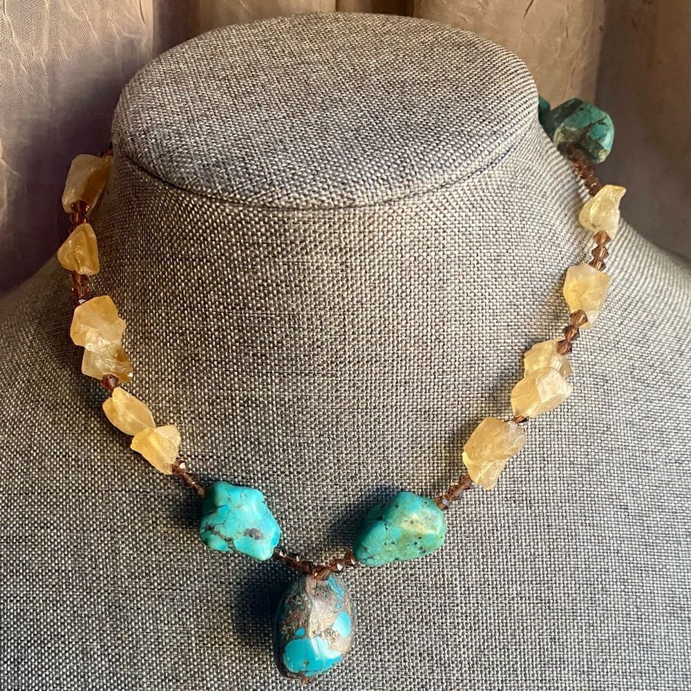 Vintage Genuine Turquoise Citrine Necklace